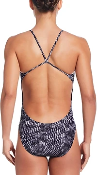 Nike Women's Swim Hydrastrong Pool Lanes Cutout Swimsuit
