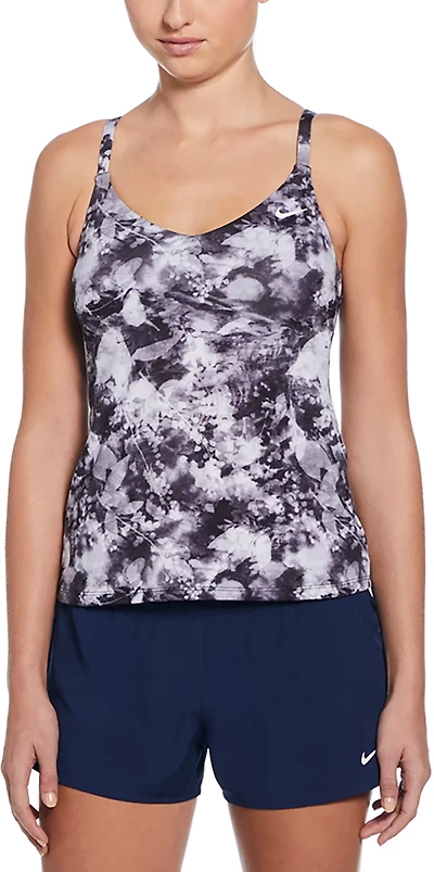 Nike Women's Floral Tie Dye V-neck Tankini Swim Top