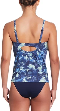 Nike Women's Floral Tie Dye V-neck Tankini Swim Top