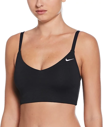 Nike Women's Effortless Line Wave Jacquard V-neck Midkini Swim Top
