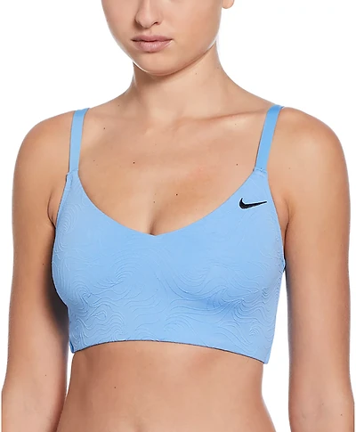 Nike Women's Effortless Line Wave Jacquard V-neck Midkini Swim Top