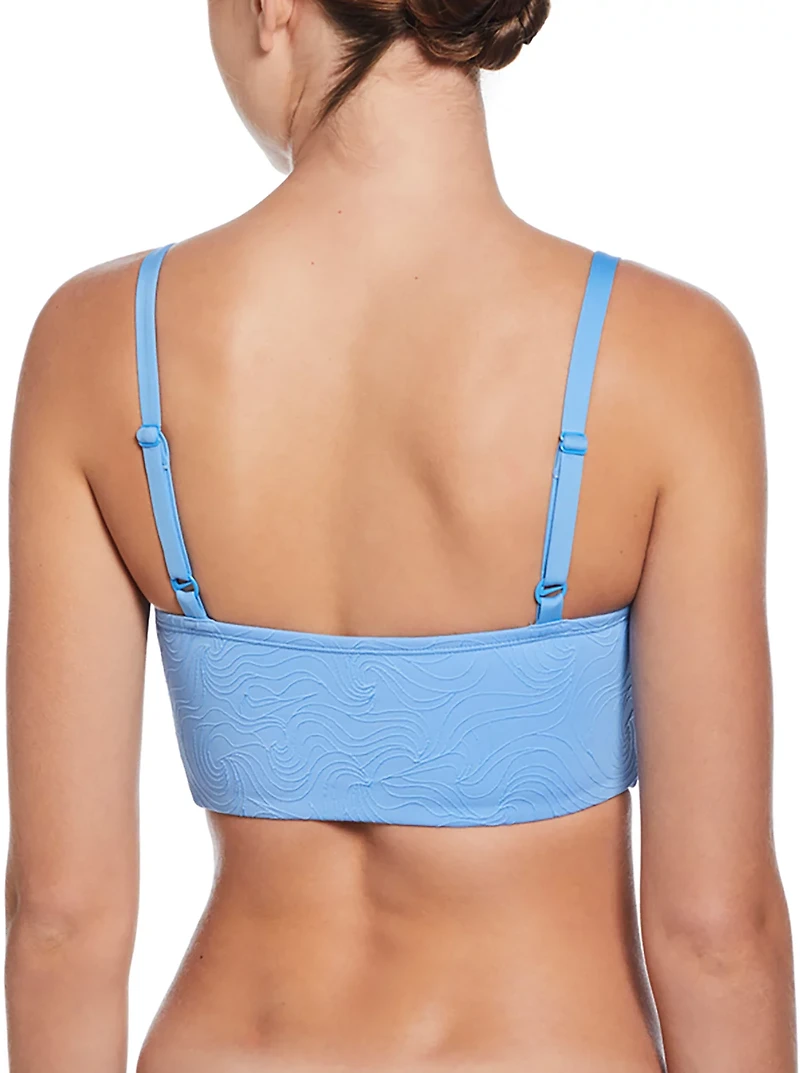 Nike Women's Effortless Line Wave Jacquard V-neck Midkini Swim Top