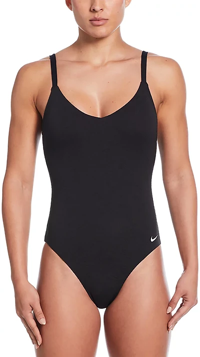 Nike Women's Effortless Line Wave Jacquard V-neck One Piece Swimsuit