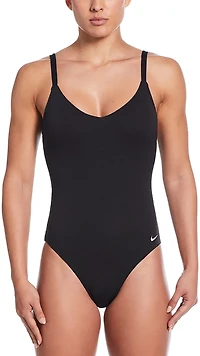 Nike Women's Effortless Line Wave Jacquard V-neck One Piece Swimsuit