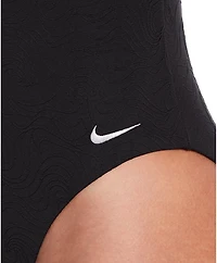 Nike Women's Effortless Line Wave Jacquard V-neck One Piece Swimsuit
