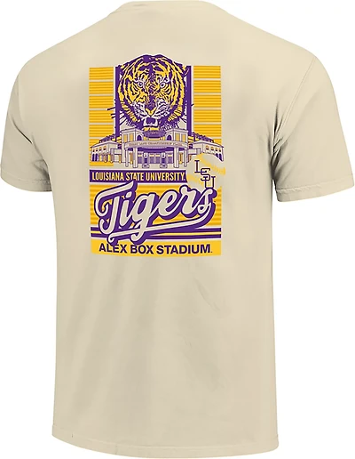 Image One Men's LSU Tigers Vintage Staggered Line Stadium DS Short Sleeve T-shirt