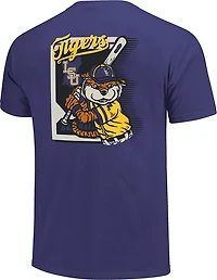Image One Men's LSU Tigers Baseball Card Mascot Short Sleeve T-shirt