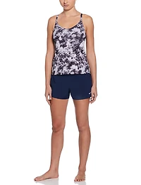 Nike Women's Floral Tie Dye V-neck Tankini Swim Top