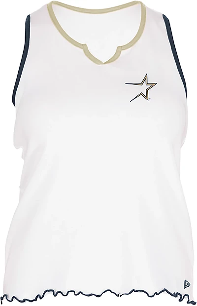 New Era Women's Houston Astros V-notch Lettuce Hem Tank Top
