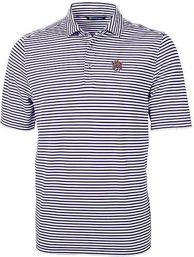 Cutter & Buck Men's Louisiana State University Virtue Eco Pique Stripe Short Sleeve Polo