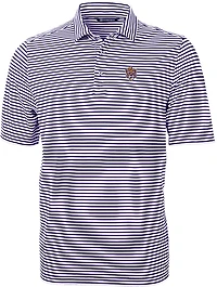 Cutter & Buck Men's Louisiana State University Virtue Eco Pique Stripe Short Sleeve Polo
