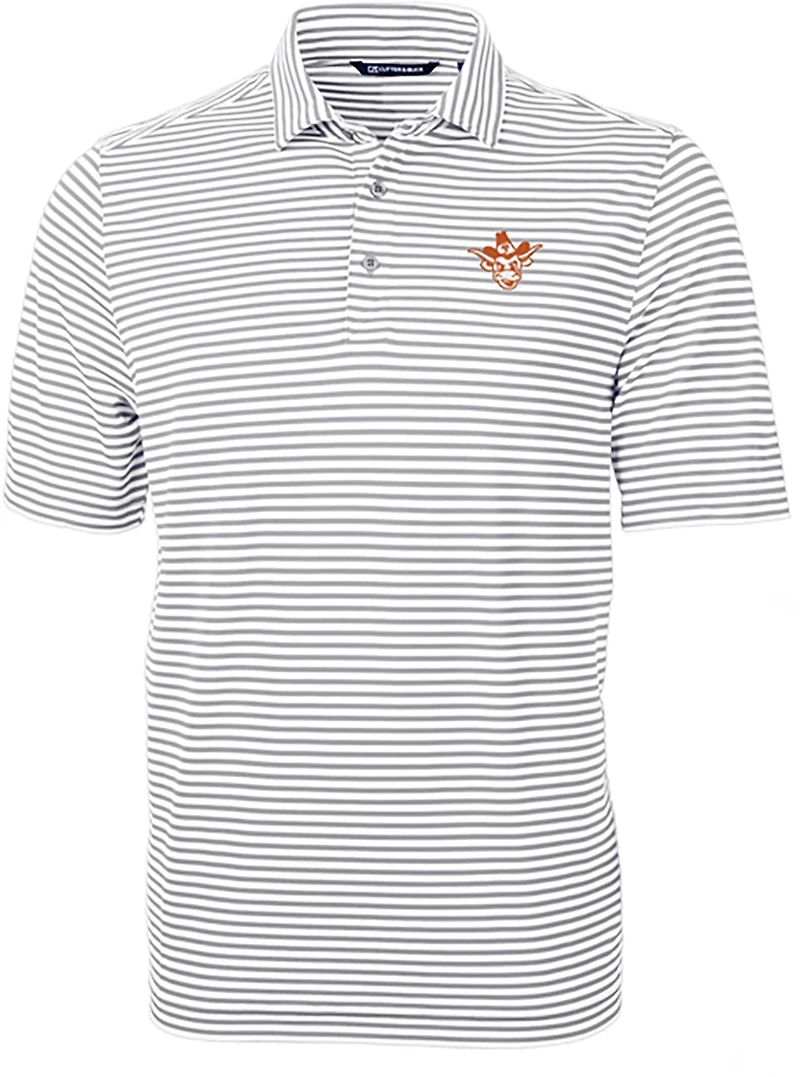 Cutter & Buck Men's University of Texas Virtue Eco Pique Stripe Short Sleeve Polo