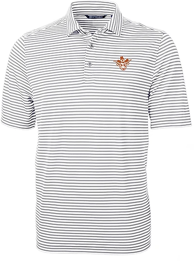 Cutter & Buck Men's University of Texas Virtue Eco Pique Stripe Short Sleeve Polo