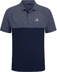 Levelwear Men's Atlanta Braves Classic Stripes 3D Patch Short Sleeve Polo Shirt