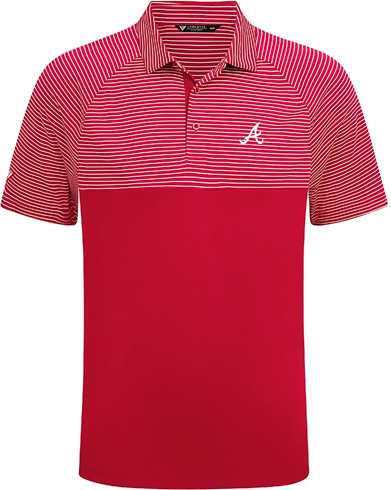 Levelwear Men's Atlanta Braves Classic Stripes 3D Patch Short Sleeve Polo Shirt