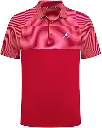 Levelwear Men's Atlanta Braves Classic Stripes 3D Patch Short Sleeve Polo Shirt