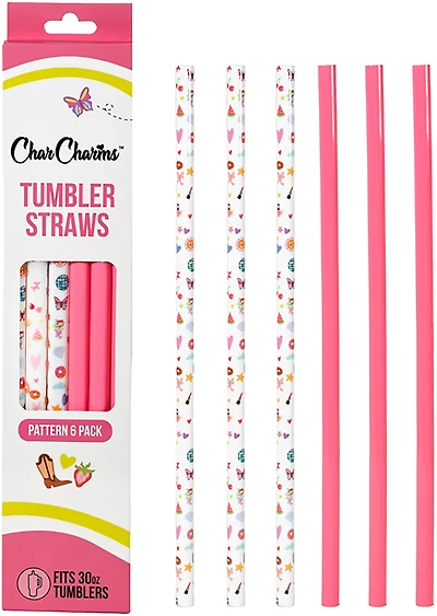 CharCharms 30 oz Glitter Straws 6-Pack