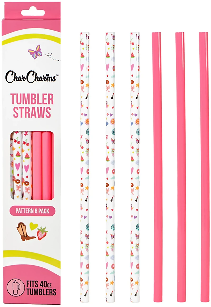 CharCharms 40 oz. Glitter Straws 6-Pack