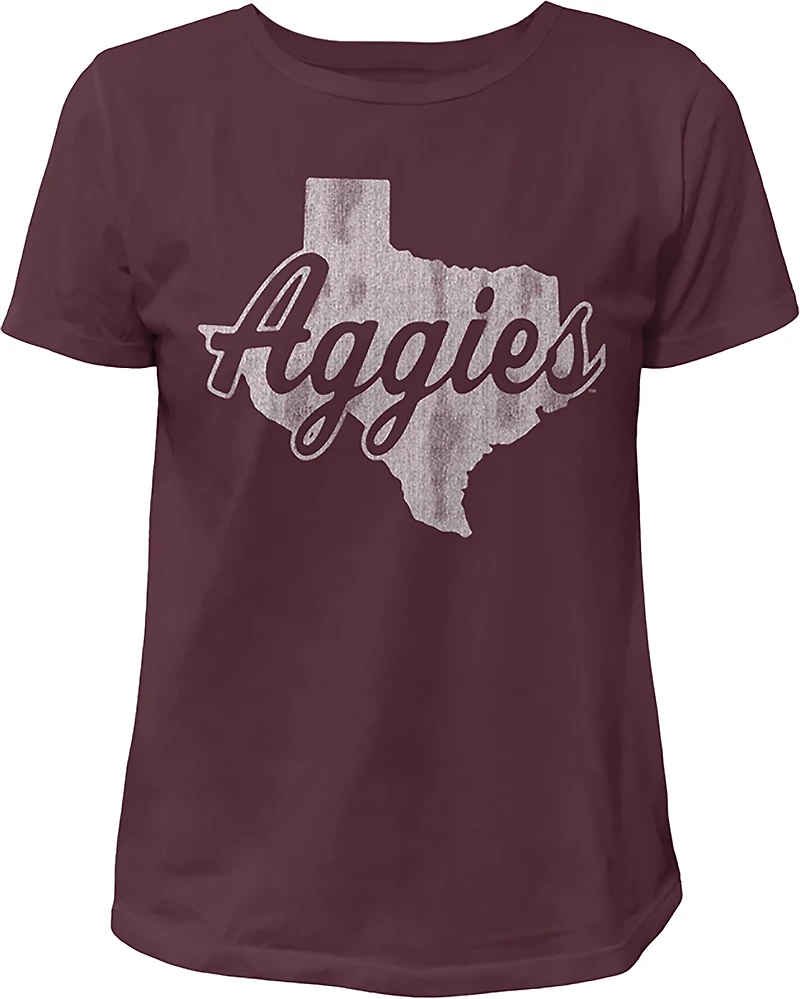 WILDCAT RETRO Women's Texas A&M Script State Logo Meet and Greet T-shirt