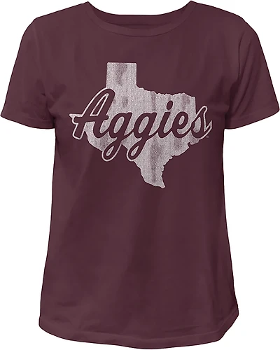 WILDCAT RETRO Women's Texas A&M Script State Logo Meet and Greet T-shirt