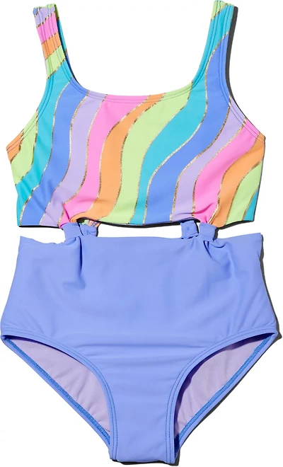 O'Rageous Girls' Groovy Glimmer One Piece Swimsuit