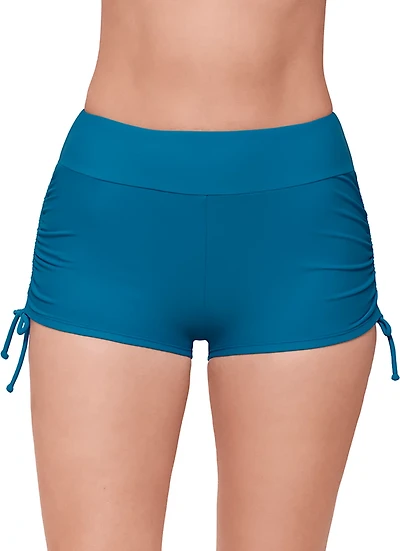 Eco Beach Women's Solid Side Shirred Swim Shorts