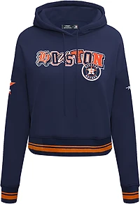 Pro Standard Women's Houston Astros City Ransom Rib Fleece Cropped Long Sleeve Hoodie
