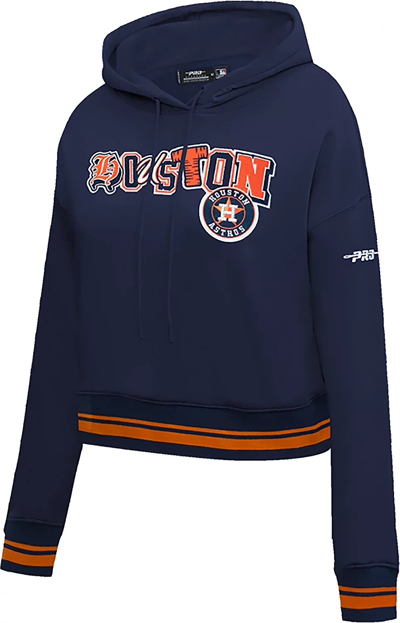Pro Standard Women's Houston Astros City Ransom Rib Fleece Cropped Long Sleeve Hoodie