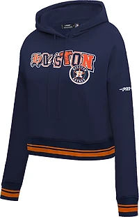 Pro Standard Women's Houston Astros City Ransom Rib Fleece Cropped Long Sleeve Hoodie
