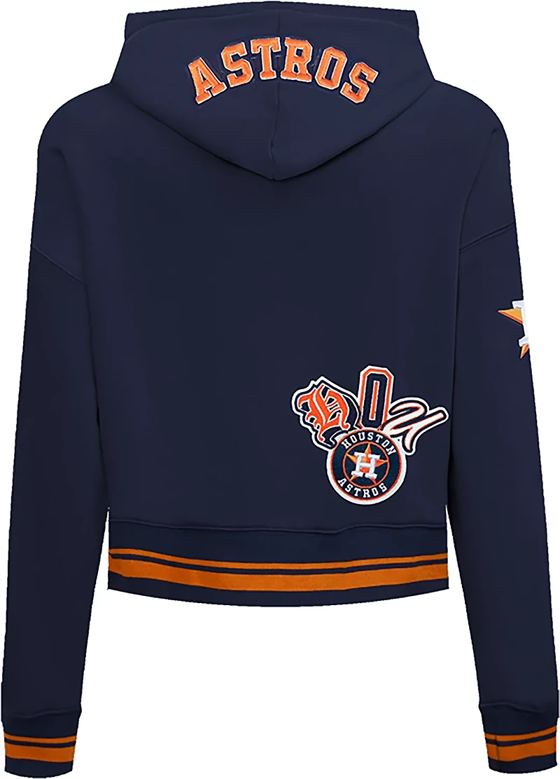 Pro Standard Women's Houston Astros City Ransom Rib Fleece Cropped Long Sleeve Hoodie