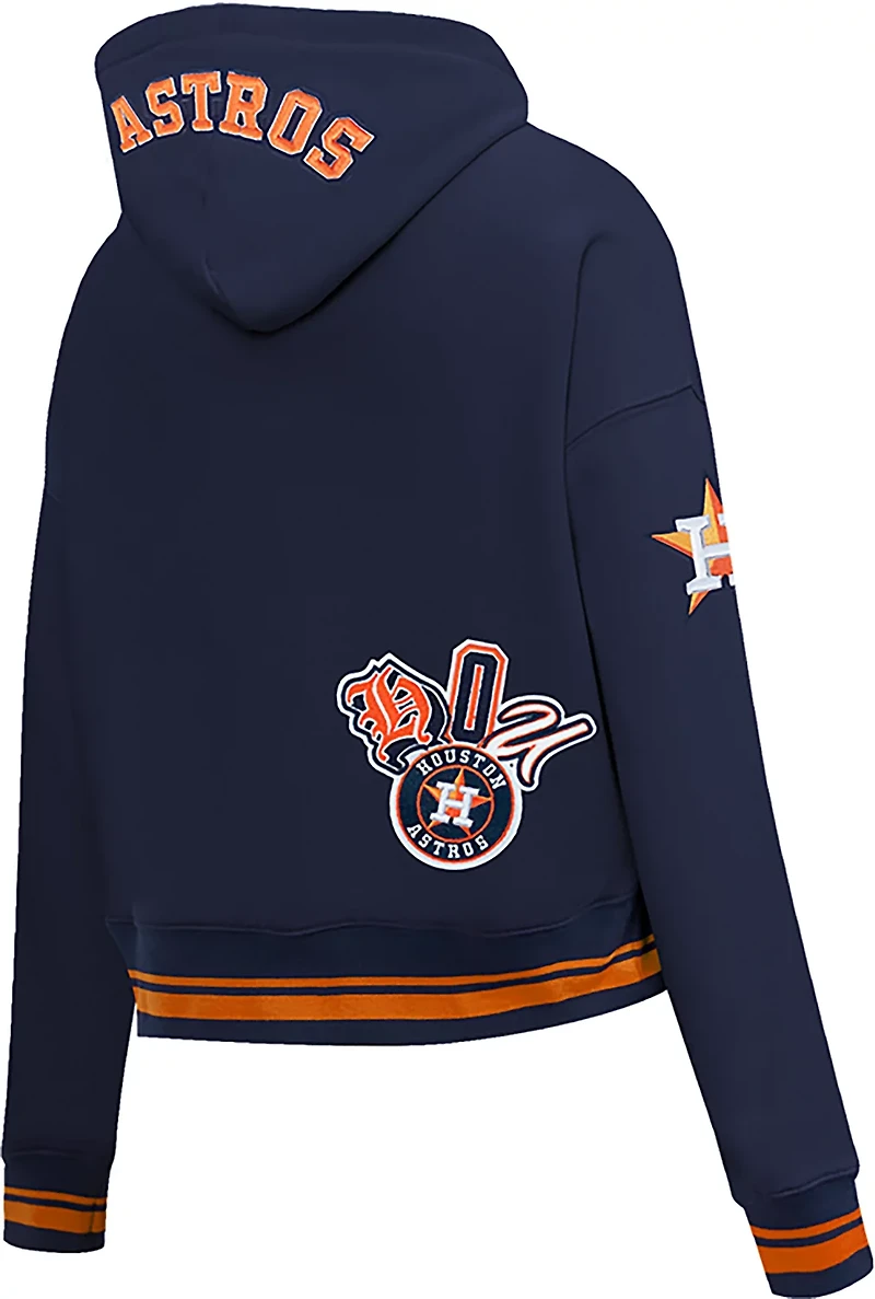 Pro Standard Women's Houston Astros City Ransom Rib Fleece Cropped Long Sleeve Hoodie