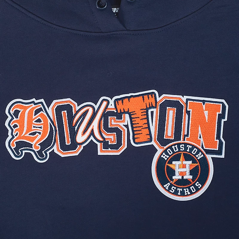 Pro Standard Women's Houston Astros City Ransom Rib Fleece Cropped Long Sleeve Hoodie