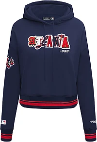 Pro Standard Women's Atlanta Braves City Ransom Rib Fleece Cropped Long Sleeve Hoodie
