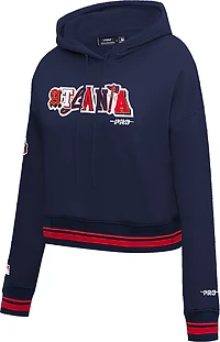 Pro Standard Women's Atlanta Braves City Ransom Rib Fleece Cropped Long Sleeve Hoodie