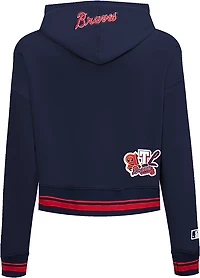 Pro Standard Women's Atlanta Braves City Ransom Rib Fleece Cropped Long Sleeve Hoodie