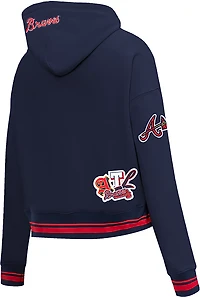 Pro Standard Women's Atlanta Braves City Ransom Rib Fleece Cropped Long Sleeve Hoodie