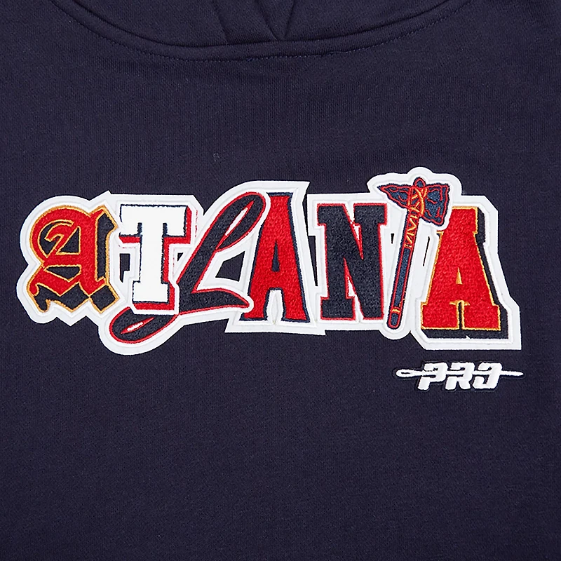 Pro Standard Women's Atlanta Braves City Ransom Rib Fleece Cropped Long Sleeve Hoodie