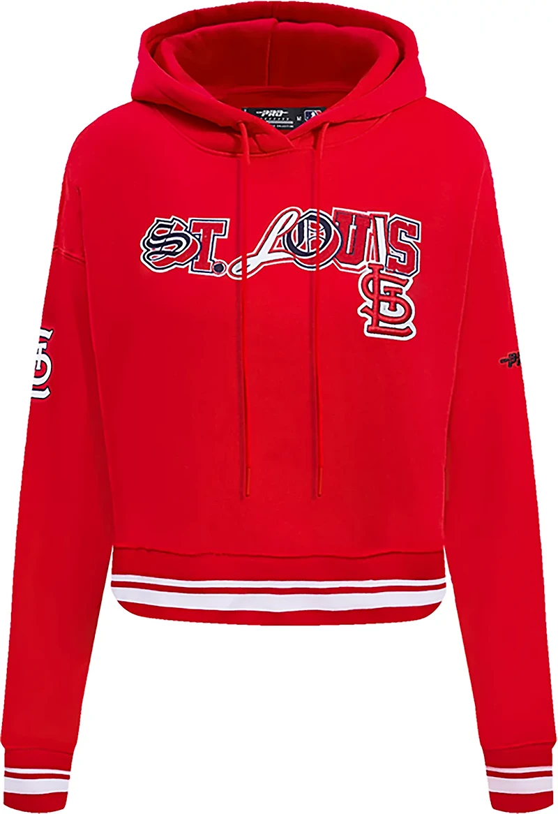 Pro Standard Women's St. Louis Cardinals City Ransom Rib Fleece Cropped Long Sleeve Hoodie