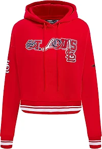 Pro Standard Women's St. Louis Cardinals City Ransom Rib Fleece Cropped Long Sleeve Hoodie