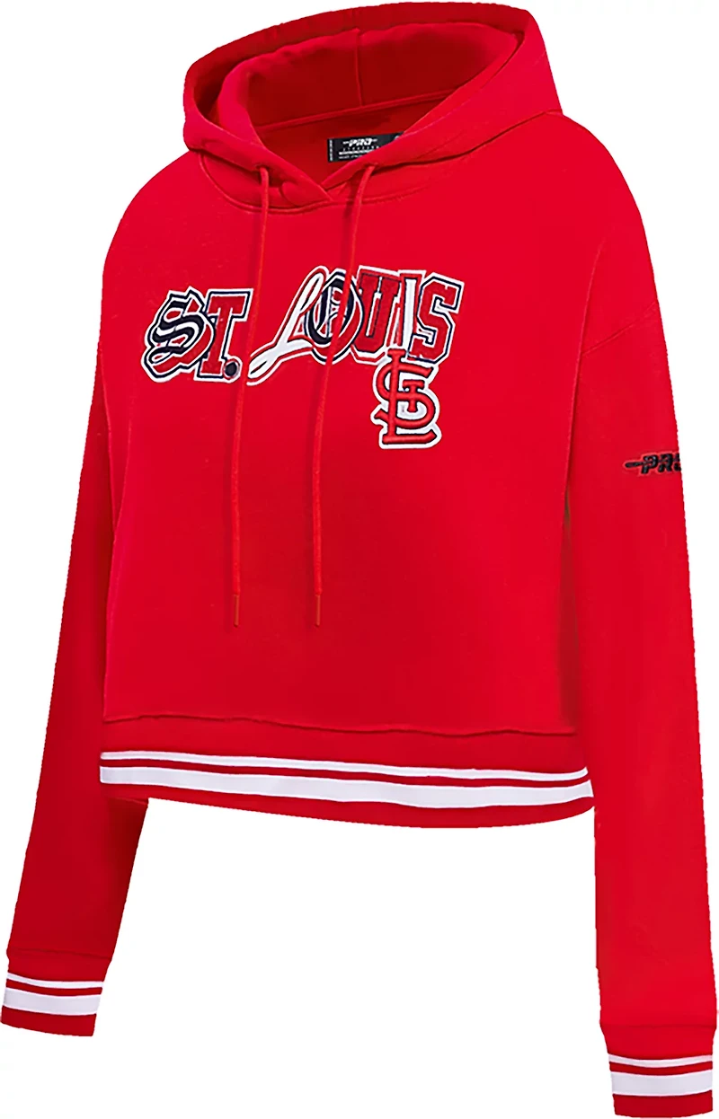 Pro Standard Women's St. Louis Cardinals City Ransom Rib Fleece Cropped Long Sleeve Hoodie