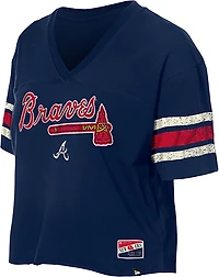 New Era Women's Atlanta Braves Raw Edge Throwback Cropped Graphic T-shirt