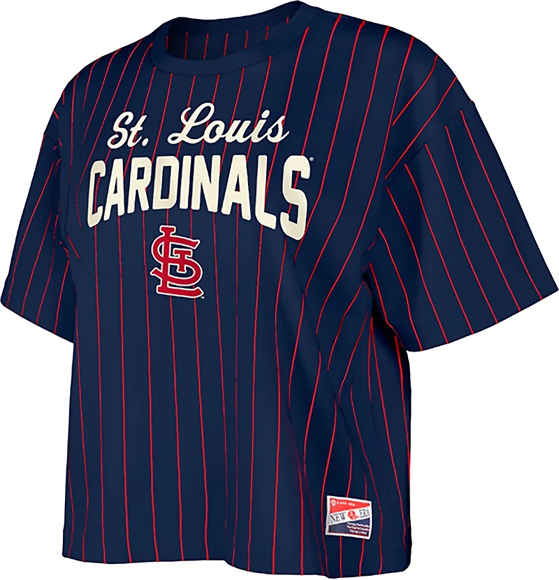 New Era Women's Cardinals Boxy Pinstripe Crew Neck T-shirt