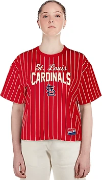 New Era Women's Cardinals Boxy Pinstripe Crew Neck T-shirt