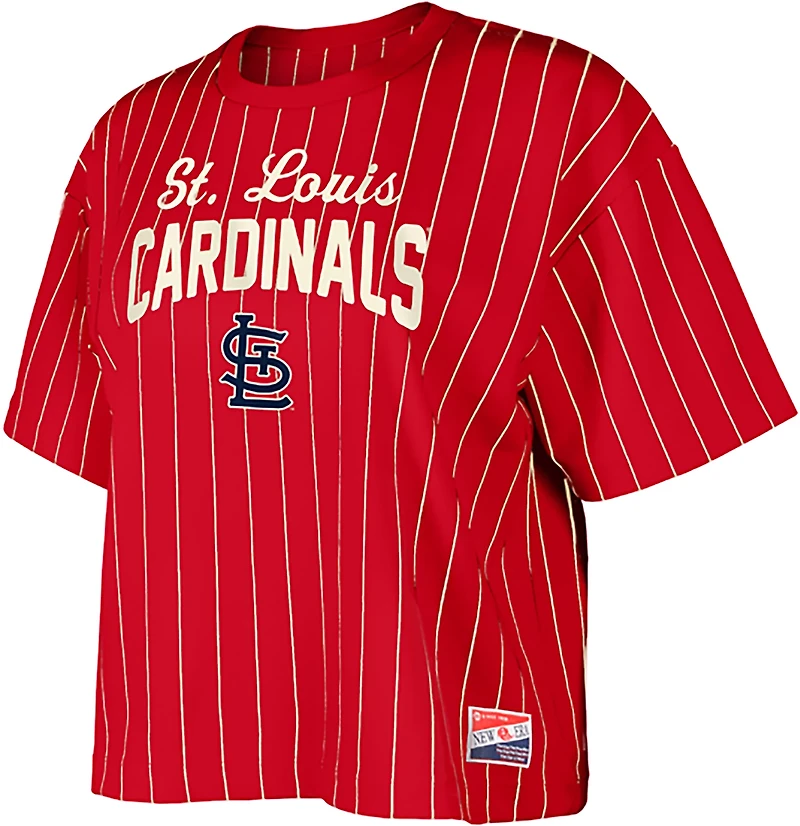 New Era Women's Cardinals Boxy Pinstripe Crew Neck T-shirt
