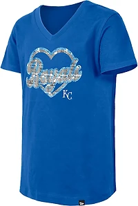 New Era Girls' Royals Flip Sequins V-neck T-shirt