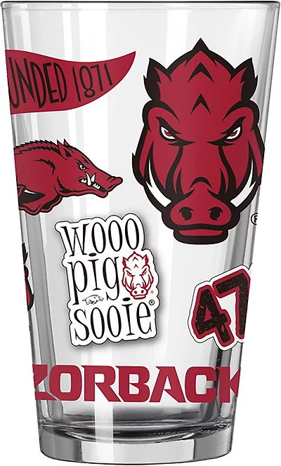 Logo Brands Arkansas Razorbacks Native 16 oz. Pint Glass Cup