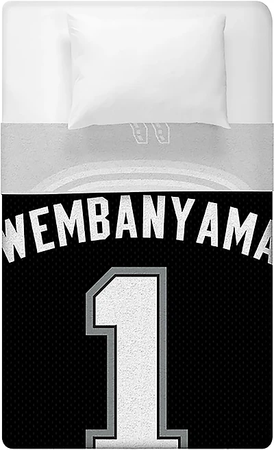 Sleep Squad San Antonio Spurs Victor Wembanyama 60 in x 80 in Raschel Plush Throw Blanket