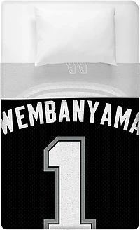 Sleep Squad San Antonio Spurs Victor Wembanyama 60 in x 80 in Raschel Plush Throw Blanket