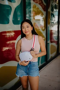 Katydid Belt Bag with Striped Strap