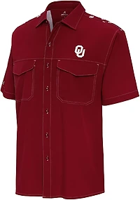Antigua Men's University of Oklahoma Scatter Print Button Down Shirt